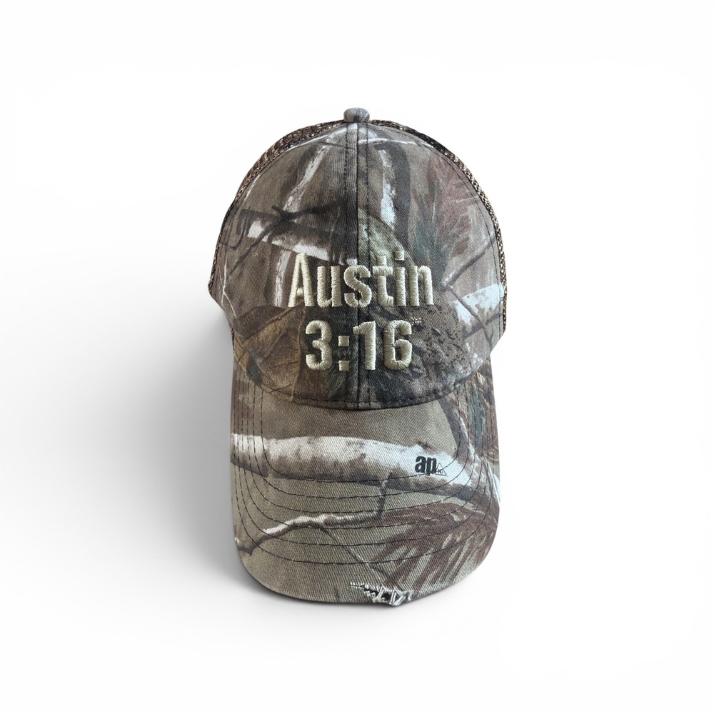 WWE Stone Cold Steve Austin 3:16 Camo Trucker Hat Distressed Wrestling Cap 2016